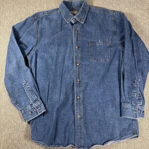 Vintage Schmidt Men’s Denim Button Up Shirt Blue Denim Medium